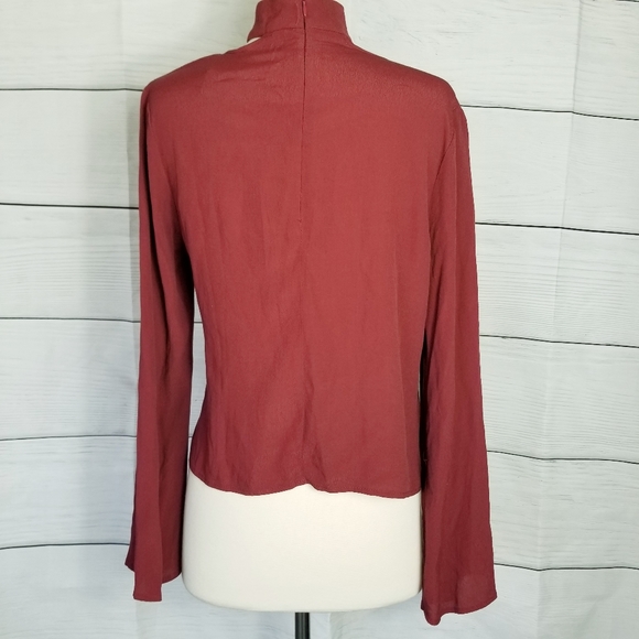 OLIVACEOUS Womens Burgundy Long Sleeve Blouse NWT - Picture 5 of 7